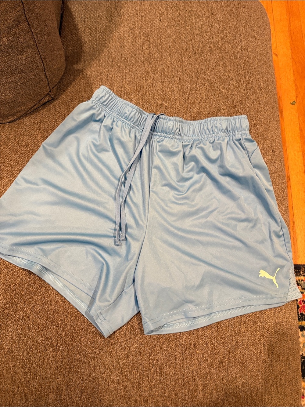 Puma Women's Light Blue Athletic Shorts with Drawstring